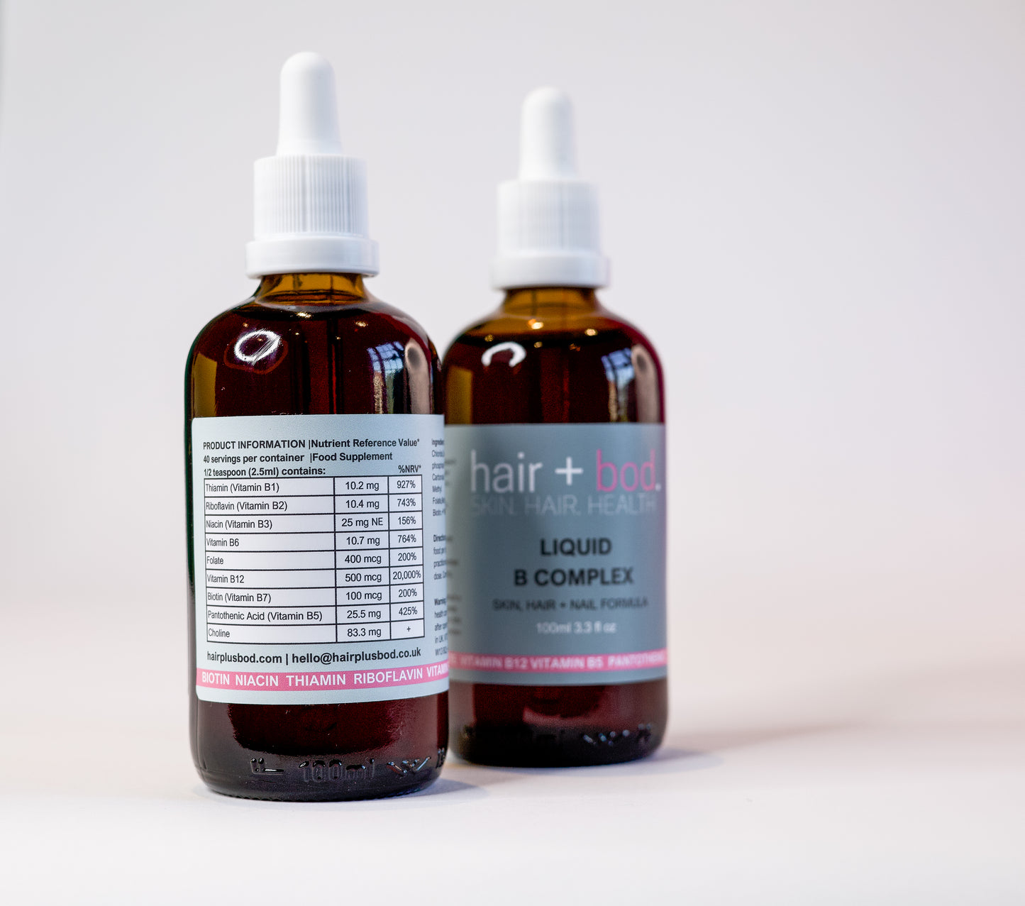 hair + bod. VITAMIN B COMPLEX LIQUID SUPPLEMENT ( Hair, Skin + Nail Formula)
